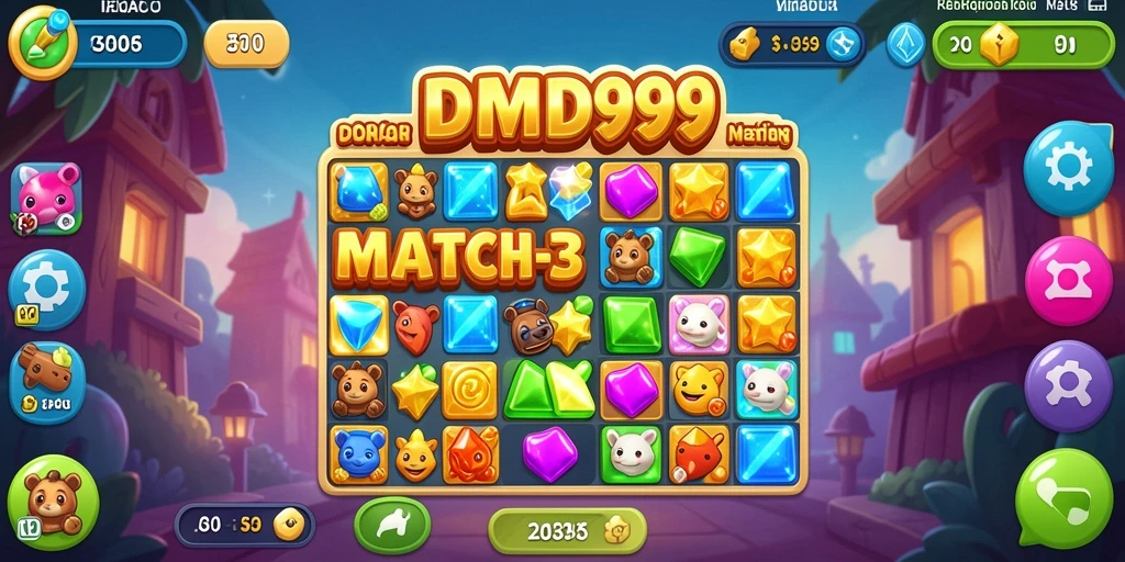 Screenshot DMD999 menampilkan gameplay seru dan penuh warna dalam genre Match-3.