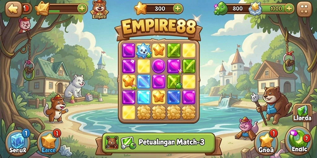Tangkapan layar gameplay EMPIRE88 dengan aksi Match-3 yang seru.