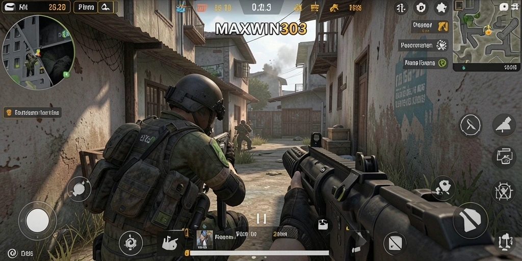 Screenshot gameplay MAXWIN303 menampilkan aksi tembak yang mendebarkan.