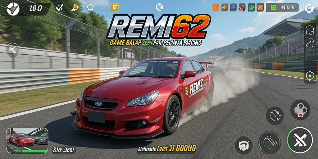 Gameplay seru dari REMI62 yang menampilkan balapan intens dan mobil yang cepat.