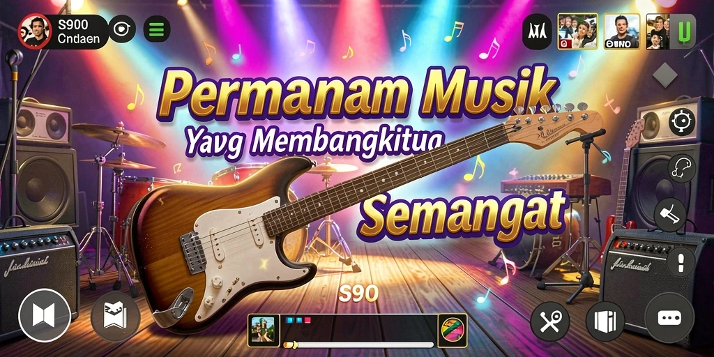 Tampilan gameplay seru dalam aplikasi S80 dengan beragam lagu.