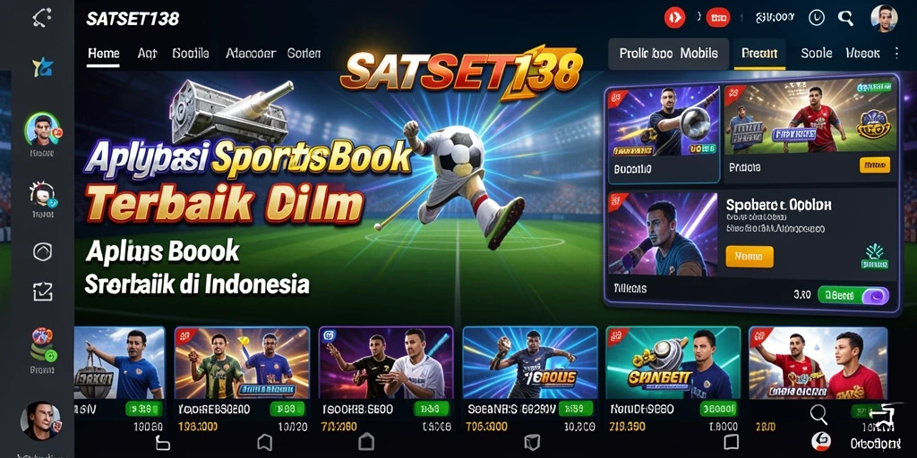 Tampilan antarmuka aplikasi SATSET138 yang menawan dengan fitur sportsbook.