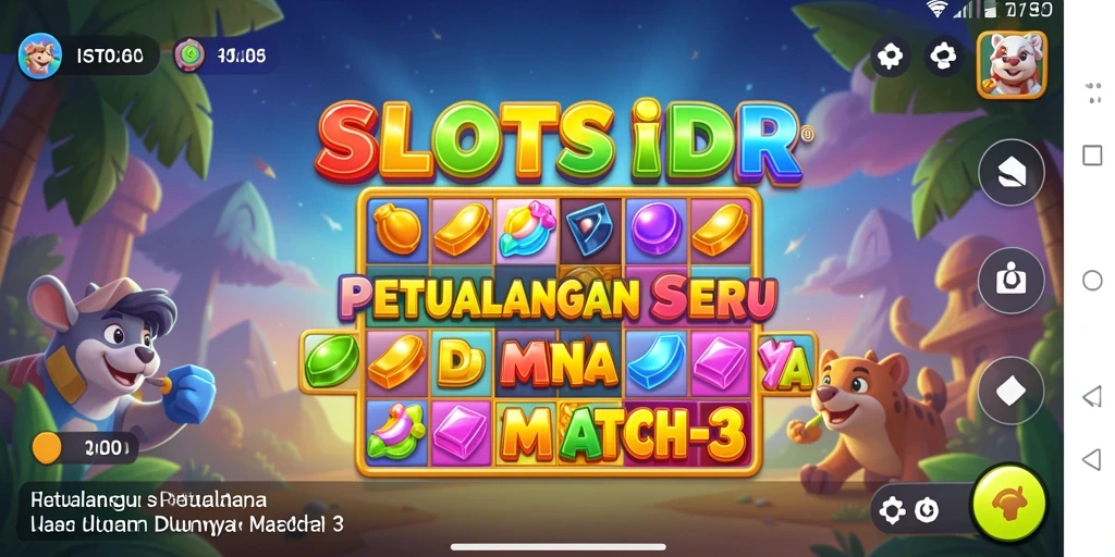 Tampilan permainan <strong>SLOTSIDR</strong> dengan gameplay Match-3 yang menantang dan warna-warni.