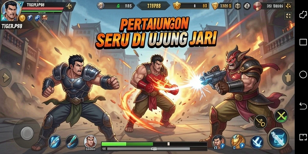 Tampilan gameplay TIGERJP88 saat pertarungan yang seru.