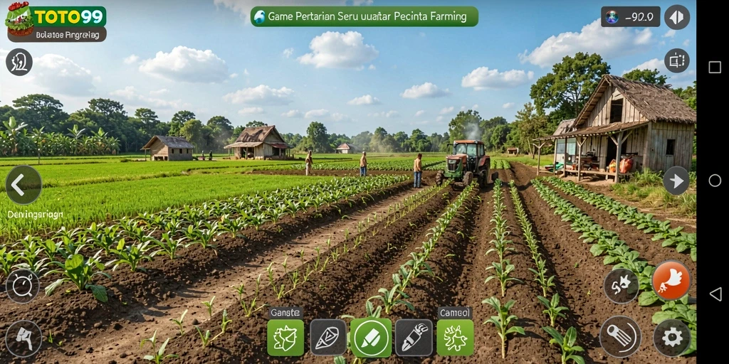 Screenshot gameplay TOTO99 menampilkan aktivitas bertani yang seru.