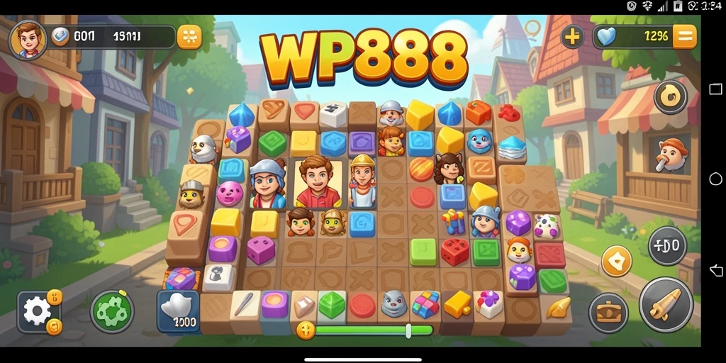 Screenshot gameplay WP888 menampilkan tantangan puzzle yang menggugah selera.